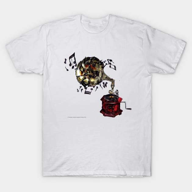 Red Gramophone music T-Shirt by Producer